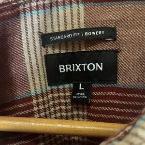 Brixton Bowery Shirt in Red and Cream Plaid 100% cotton